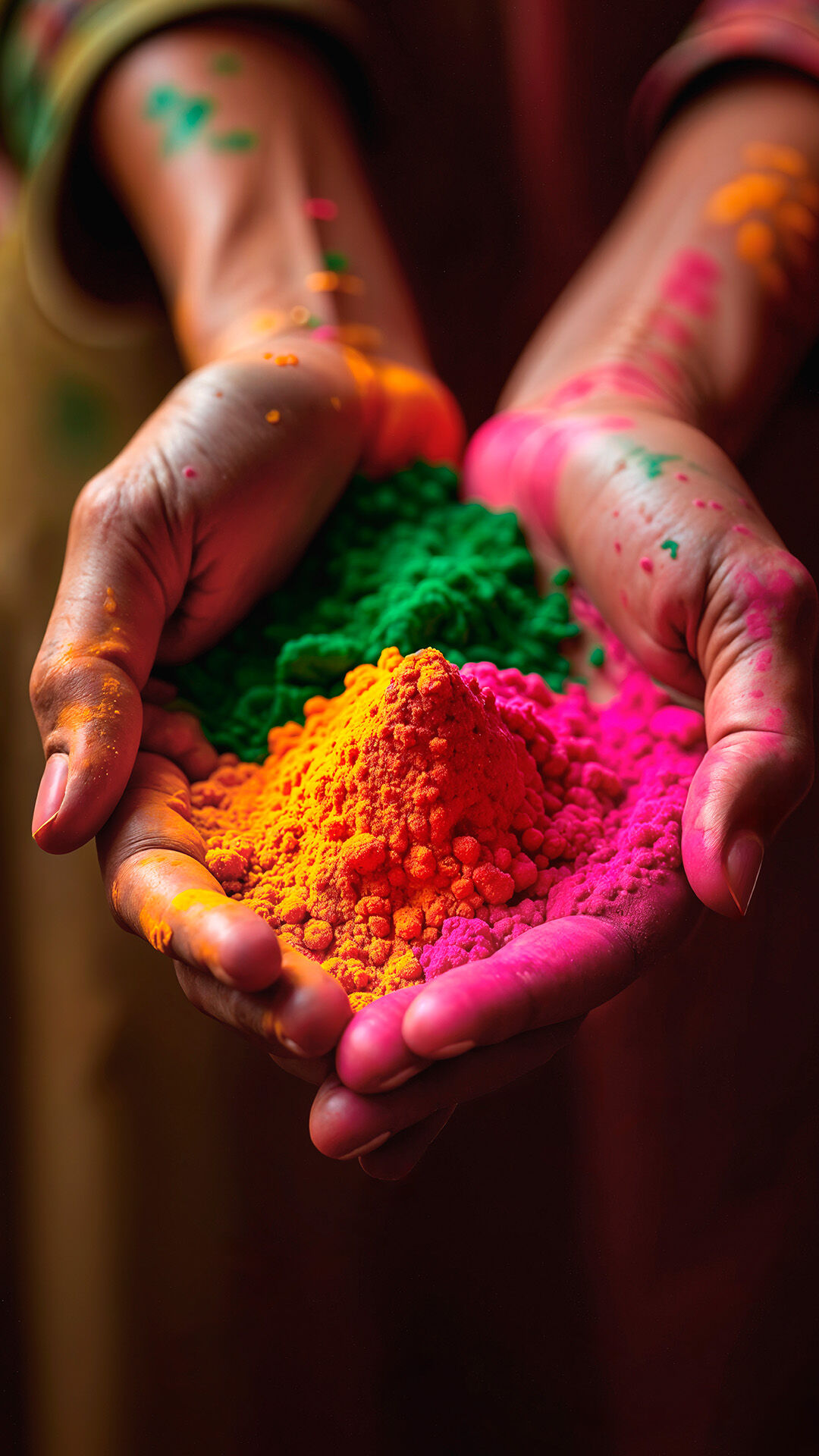 A women with different colours in her hand 